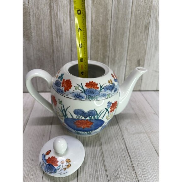 Vtg Williams-Sonoma Grande Cuisine Tea Pot Asian Lily Pad Lotus Flower 6.5" Tall - Picture 7 of 10
